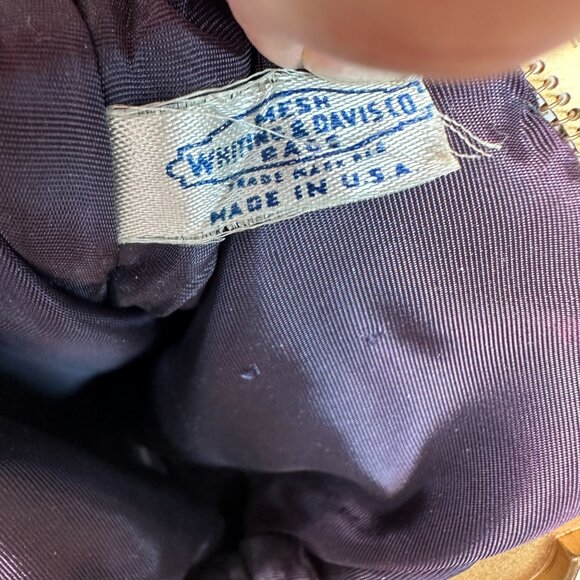 Whiting & Davis Vintage Alumesh Scallop Edge Rhinestone Clasp Mini Bag Cream - Picture 12 of 16